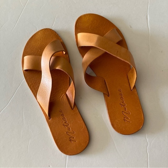 NWOB Matisse Anthopologie Cross Strap Sandals Orange Leather Sz 10 - Picture 1 of 5